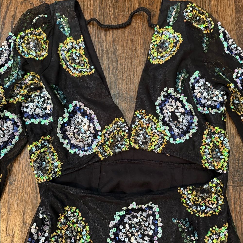 Anthropologie Floral Sequin Dress Let me Be-Q15 - Picture 7 of 14